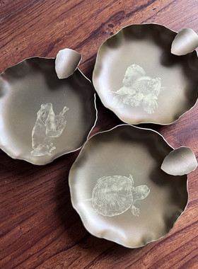 纯铜雪茄烟灰缸 单人雪茄烟缸 铜彩烧工艺