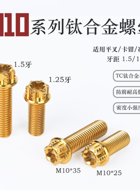 PTENG适用电动车摩托车安装平叉/减震/卡钳排油M10钛合金螺丝细牙