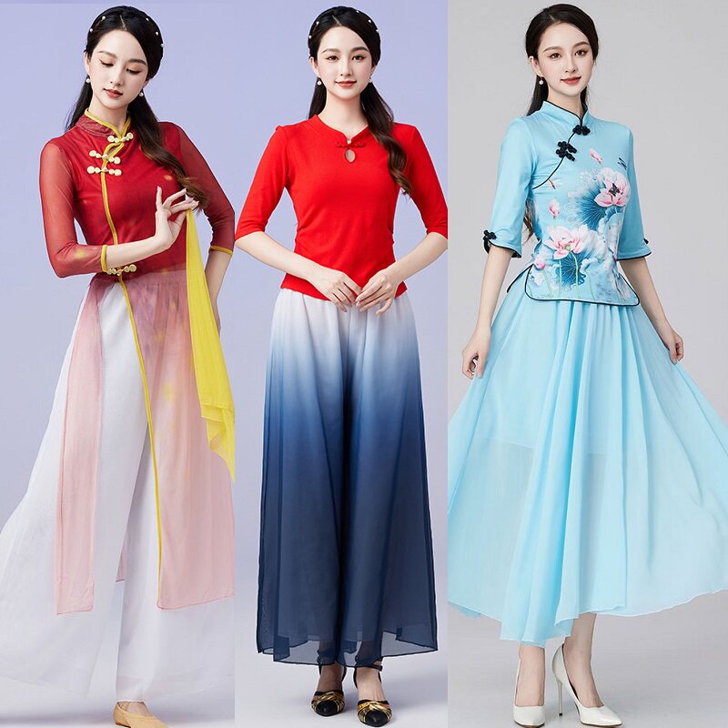 民国风汉服旗袍裙子套装舞蹈服