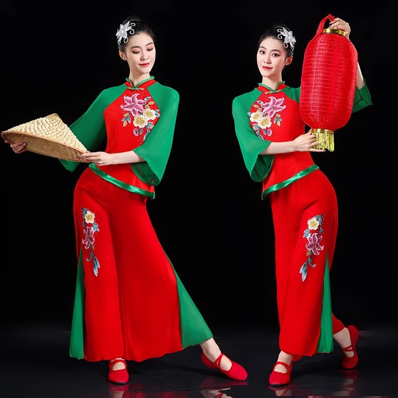 新款民族风广场舞套装秧歌服