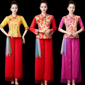 2024新款龙纹广场舞服装女秧歌服民族风跳舞蹈服打鼓服表演出套装