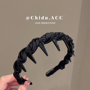黑色高颅顶绝美发箍女款带齿蓬松头箍2025新款高级感日常外戴发卡