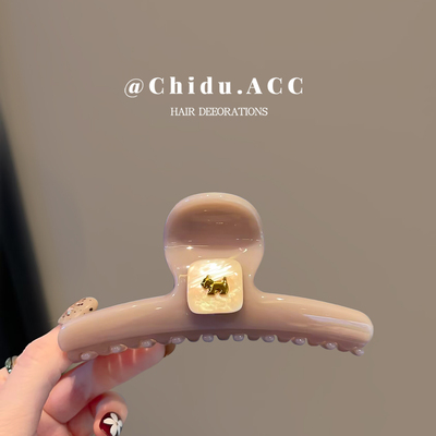 日韩简约金标小狗发夹女贝壳大号抓夹子日常后脑勺盘发鲨鱼夹发卡