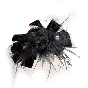 黑色羽毛抓夹蝴蝶结头饰日韩发夹女后脑勺大号鲨鱼夹高级感头发抓