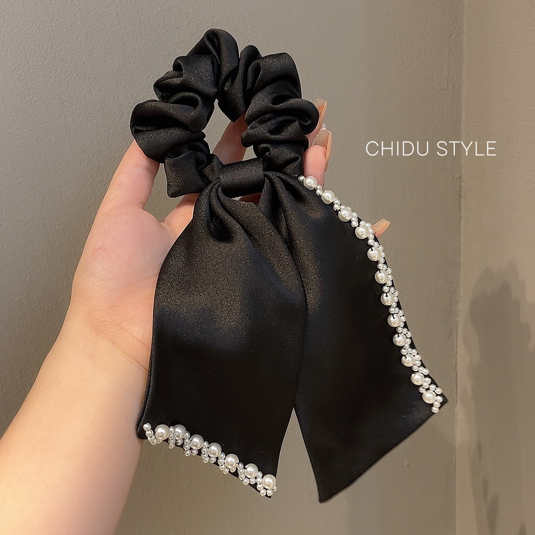 侈度饰品飘带蝴蝶结珍珠发圈