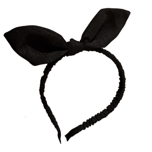 兔耳朵头箍黑色发饰韩国蝴蝶结发箍女秋冬百搭外出压发卡简约头饰