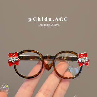 可爱小熊眼镜发夹醋酸鸭嘴夹时髦小众夹子边夹侧边女2025新款高端
