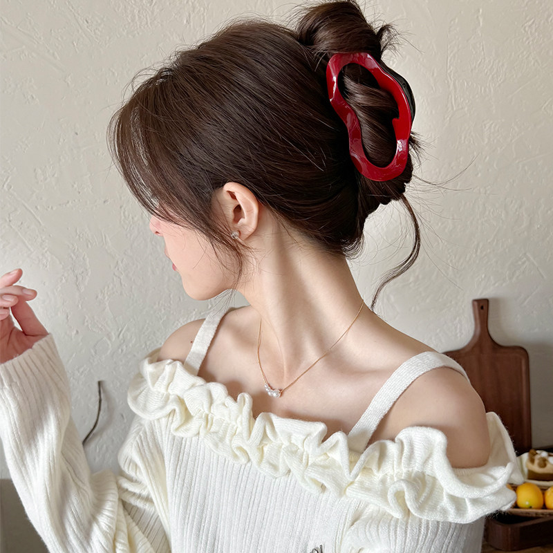 安可拉红色云朵抓夹女高级感2025新款大号发量多后脑勺盘发鲨鱼夹,饰品/流行首饰/时尚饰品新,发饰,淘宝优惠券,粉丝福利购,淘宝优惠卷