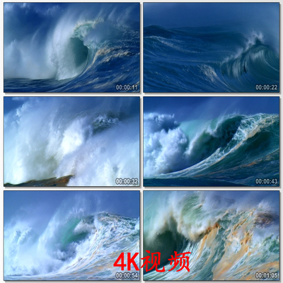 4K大海浪涛 波涛汹涌巨浪海浪浪花特写海面海水高清实拍视频素材