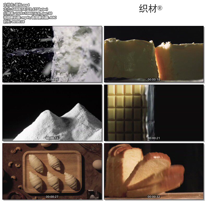 面包小麦面粉鸡蛋和面揉面西点面包店吐司黄油高清实拍视频素材