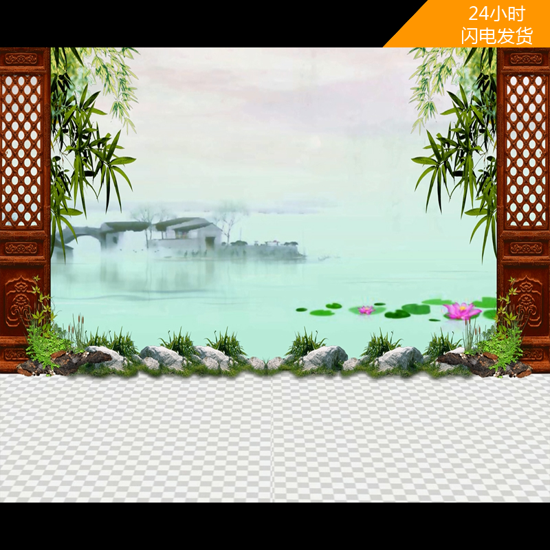 广场舞抠像唯美梦幻江南水乡中国风古典动态舞蹈视频素材背景