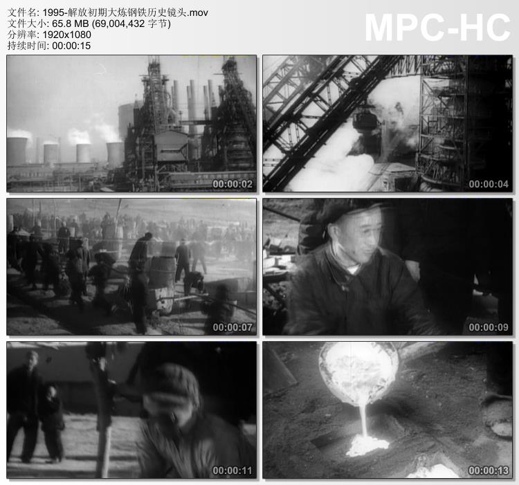 解放初期大炼钢铁历史镜头 高清视频素材