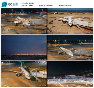 羽田机场飞机客机跑道风光夜景航班动态航空公司广告宣传视频素材