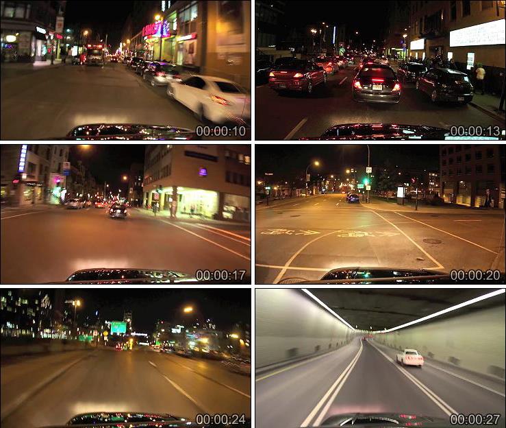 加拿大蒙特利尔城市夜景公路车流隧道路灯商业街视频素材