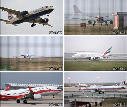 高清实拍视频素材上海浦东国际机场日夜景飞往各国航班线起飞降落