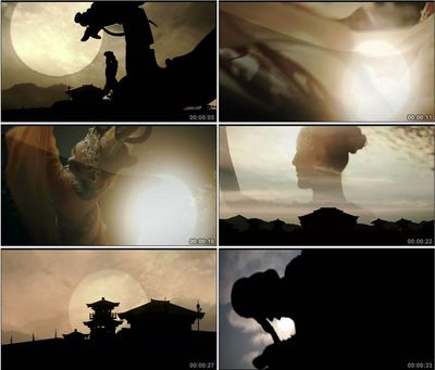 中国古代建筑落日剪影逆光歌舞宫殿高清实拍视频素材