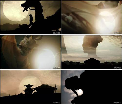 中国古代建筑落日剪影逆光歌舞宫殿高清实拍视频素材