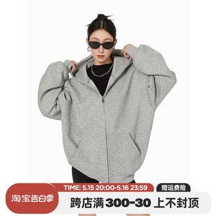 显瘦外套女 女连帽外套纯色百搭休闲美式 MODE420G灰色卫衣开衫 ICH