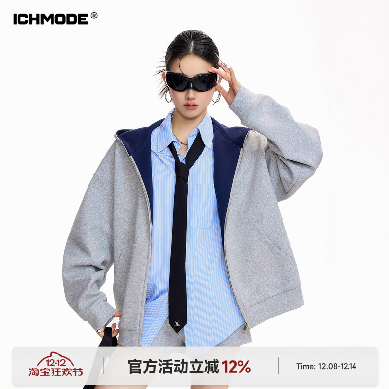 美式空气层连帽外套女开衫上衣