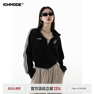 修身 短款 黑色外套女2026新款 ICH 运动连帽卫衣开衫 美式 春季 MODE