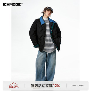 ICH MODE 美式复古棉服夹棉外套女款秋冬季轻薄棉衣棉袄夹克新款