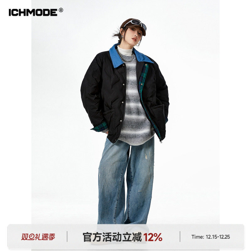 翻领复古高街潮流百搭棉服冬