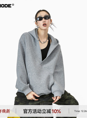 ICH MODE 美式连帽V领卫衣女2026春季新款宽松慵懒chic外套上衣