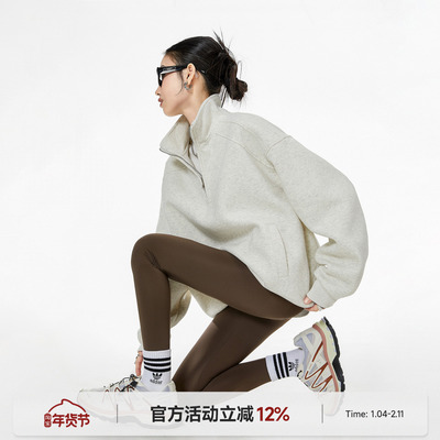 美式新款半拉链纯色卫衣外套女