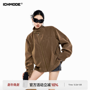 MODE 工装 美式 新款 夹克宽松休闲上衣 复古立领外套女2026春季 ICH
