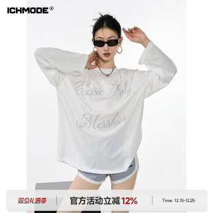 轻薄物理防晒罩衫 美式 女款 夏季 t恤上衣 ICH 宽松休闲白色长袖 MODE