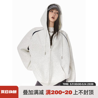 ICH MODE 400G潮酷美式卫衣连帽女休闲复古高街开衫外套女春秋款