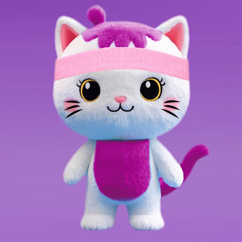 毛绒玩具紫粉发带组合