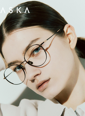 韩国MASKA眼镜框男女泰妍同款纯钛超轻复古圆框玫瑰金眼镜架BULB