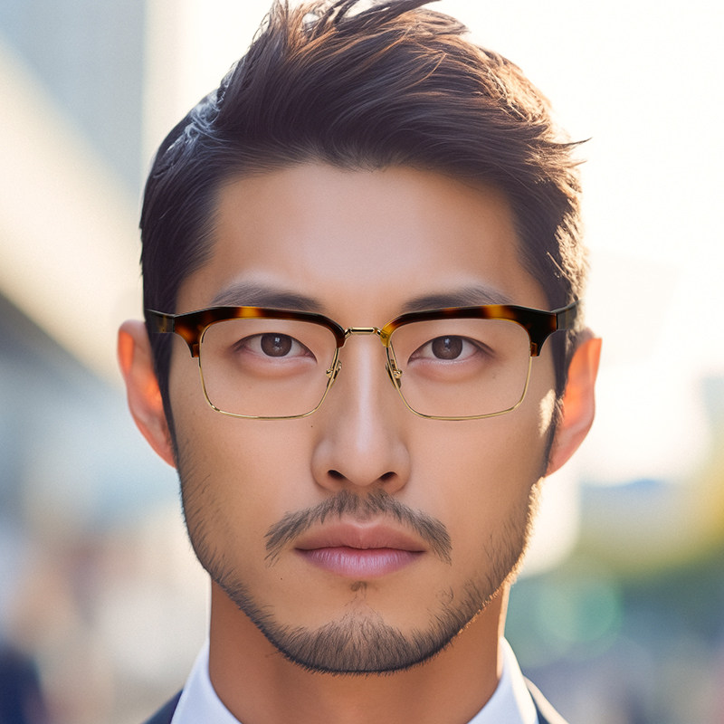 日本吉田京手工眼镜框男款方形眉线框商务全框大脸加宽眼镜架107