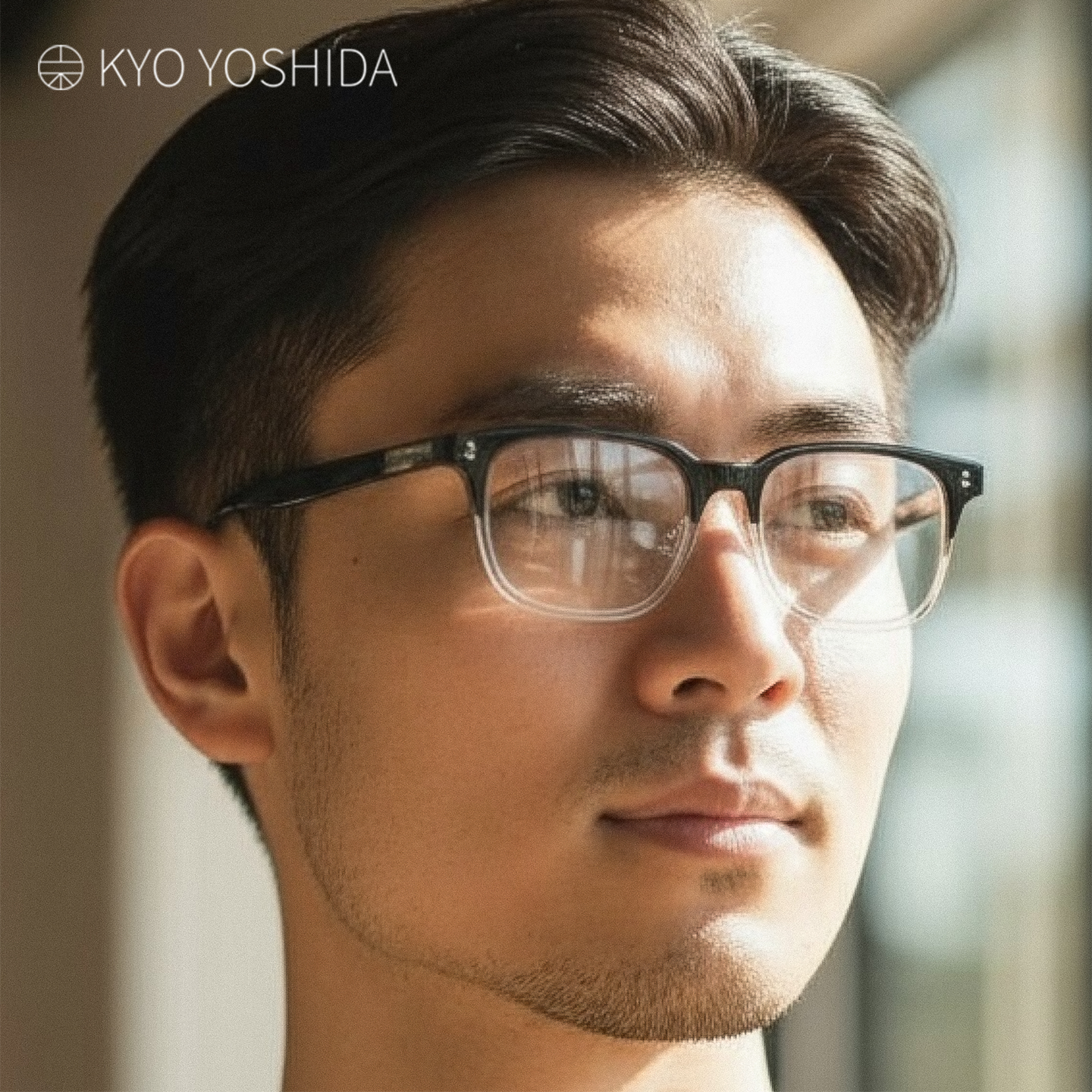 日本吉田京眼镜框男方形全框透明板材小脸斯文商务潮流眼镜架106