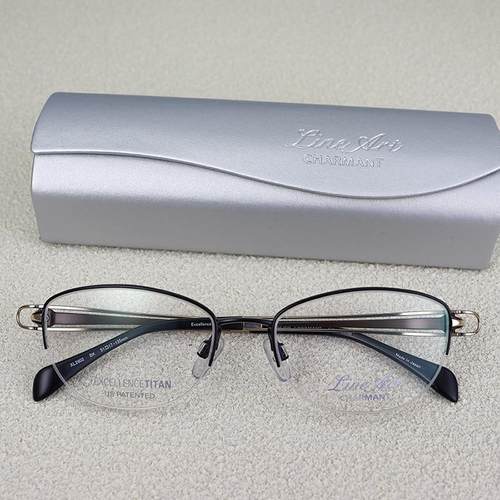 日本夏蒙眼镜框超轻线钛舒适半框