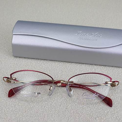 日本夏蒙眼镜框超轻线钛猫眼半框