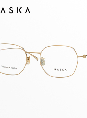 韩国MASKA眼镜框男女六边形全框纯钛超轻金丝方框眼镜架MIDNIGHT