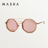 韩国MASKA墨镜女高级感纯钛飞行员双梁水银反光男款 太阳镜BLONDIE