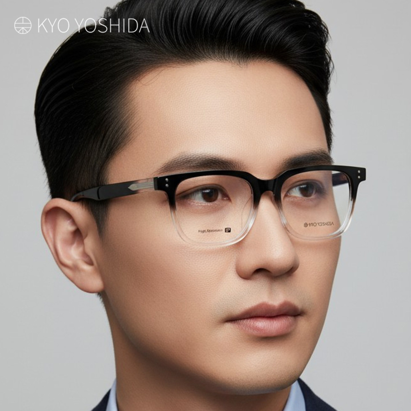 日本吉田京眼镜框男方形全框透明板材小脸斯文商务潮流眼镜架106