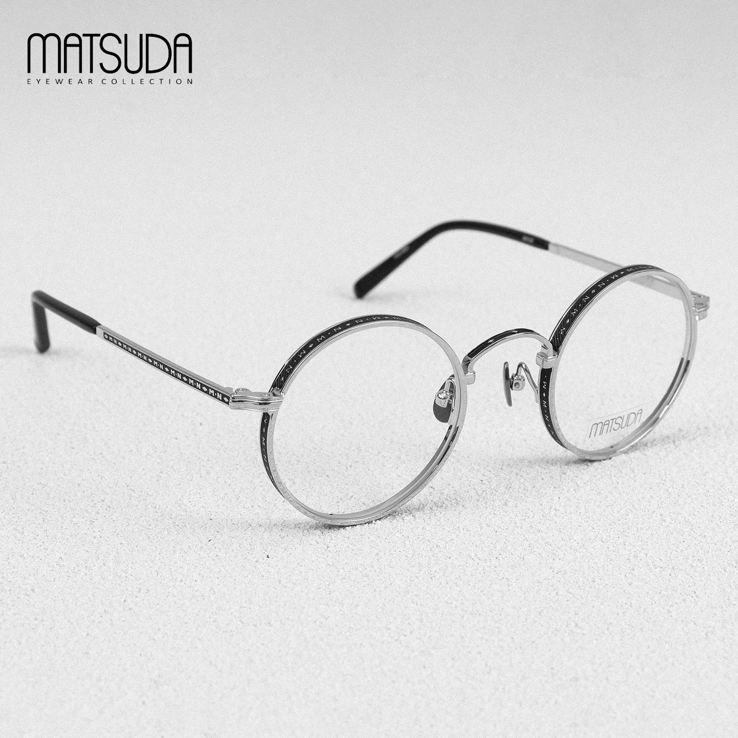 日本MATSUDA雕花圆框手工眼镜框