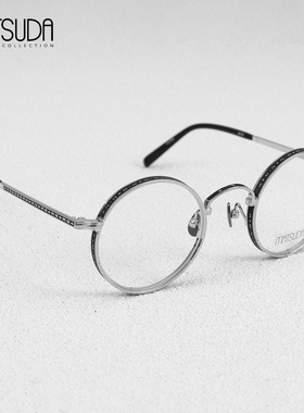 日本MATSUDA松田眼镜框男款全框复古圆框纯钛超轻近视眼镜架M3100
