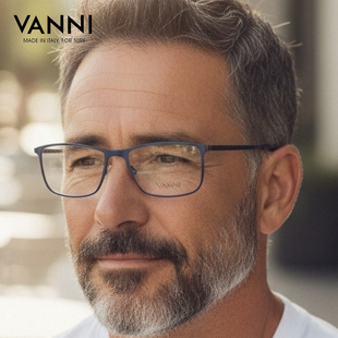 VANNI眼镜框男款商务近视全框蓝色金属方框小脸小框眼镜架1180