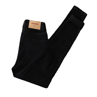 高腰黑色加绒牛仔裤女2025春秋新款修身紧身显瘦弹力铅笔小脚裤子