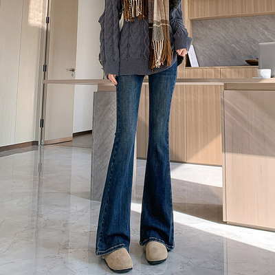 宋族微喇牛仔裤长裤修身显瘦高腰