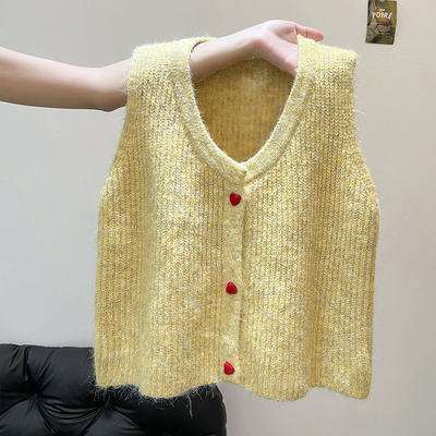 法式甜美蓝色马甲针织背心女2025