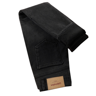 黑色加绒小脚牛仔裤女2025冬季新款加厚高腰显瘦力修身九分铅笔裤