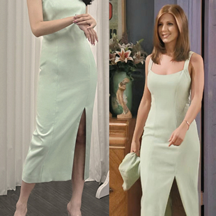 Jillusion 老友记瑞秋rachel绿色通勤聚会精纺羊毛连衣裙