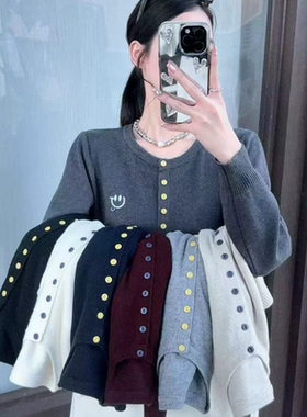 2025新款韩版宽松显瘦圆领长袖针织衫女百搭休闲毛衣上衣