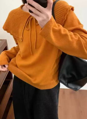 毛衣女春秋季2025年新款针织打底衫内搭宽松设计感小众娃娃领上衣